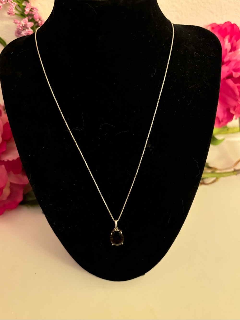 D’joy 925 Sterling Silver Dark Amethyst Oval Cut Pendant Necklace
